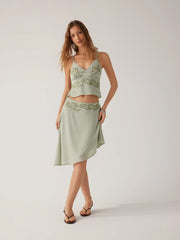 Chiffon Floral Embroidery V-Neck Cami Top