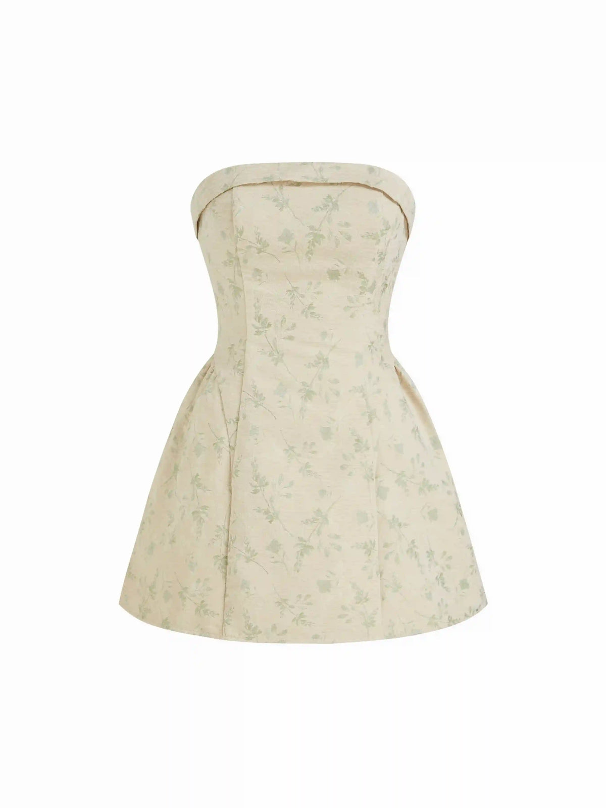 Jacquard Floral Tie Back Mini Bandeau Dress