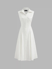 Cotton Polo Knotted Shirt Maxi Dress