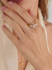 2 PCS ZIRCON ADJUSTABLE RING SET