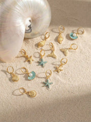 6 PAIRS STARFISH & SEA SHELL DROP EARRINGS SET