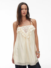Lace Embroidery Ruffled Cami Mini Nightdress