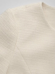 Tweed Round Neckline Solid Button Jacket