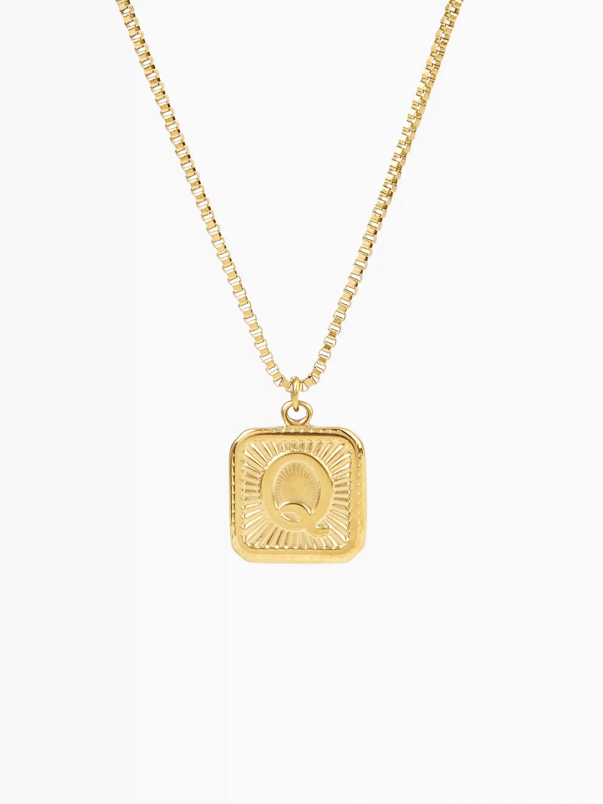 Letter Square Pendant Necklace