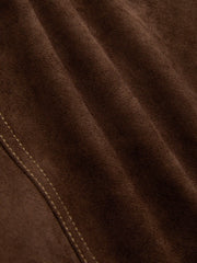 Suede Low Rise Solid Button Mini Skirt