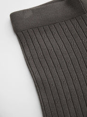 Knit Mid Rise Elastic Waist Straight Leg Trousers