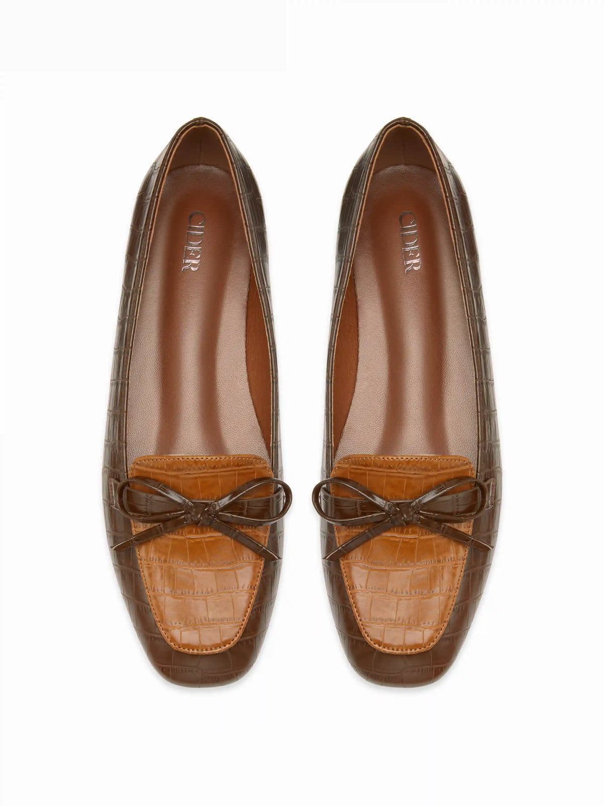 BOWKNOT DECOR CROCODILE PATTERN LOAFERS