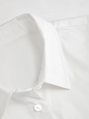 Cotton-blend Collar Ruched Peplum Hem Blouse