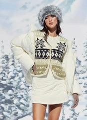 Knit V-neck Button Snowflake Fair Isle Vest