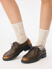 ROUND TOE LACE UP LOAFERS
