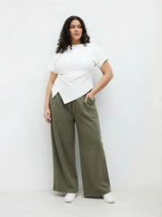 Cotton-blend Mid Rise Drawstring Straight Leg Sweatpants Curve & Plus