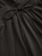 Asymmetrical Neck Drawstring Cinched Waist Flared Mini Dress