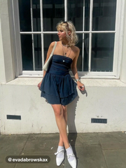 Tube Ruched Ruffle Mini Dress
