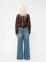 Denim Low Rise Split Straight Leg Jeans