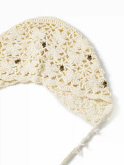 FLOWER KNITTED FRINGED HAT