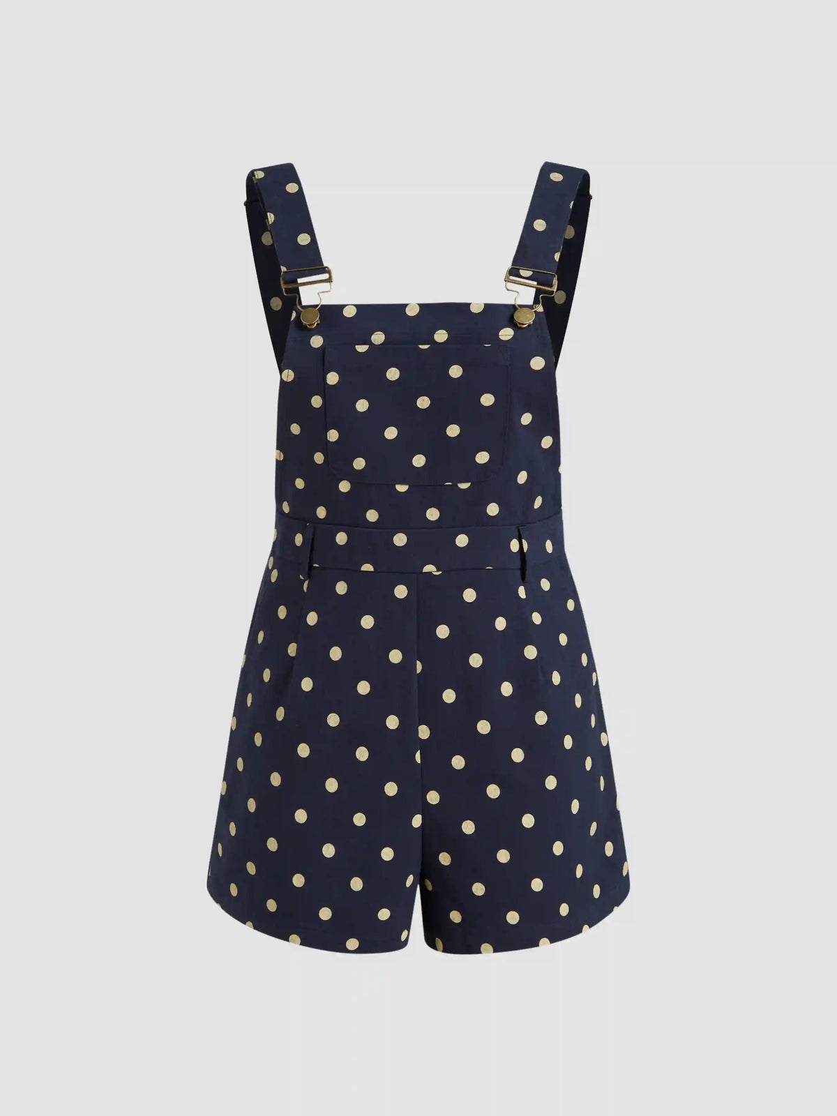 Cotton-blend Polka Dot Buckle Up Romper