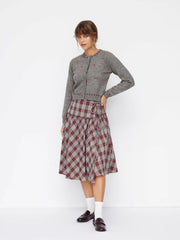 Knit Round Neckline Contrast Stitch Mushroom Embroidery Cardigan