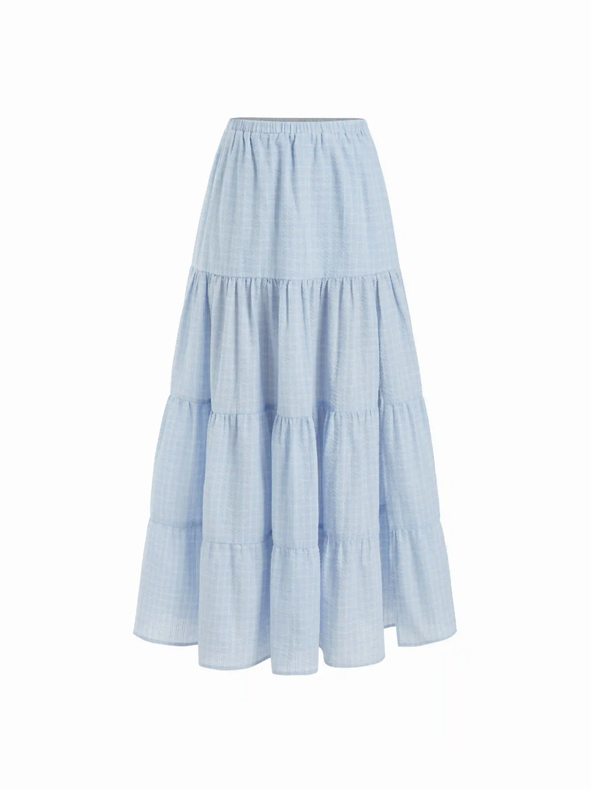 Cotton-blend Mid Rise Tiered Maxi Skirt