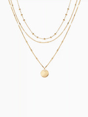 ROUND BEADED PENDANT LAYERED NECKLACE