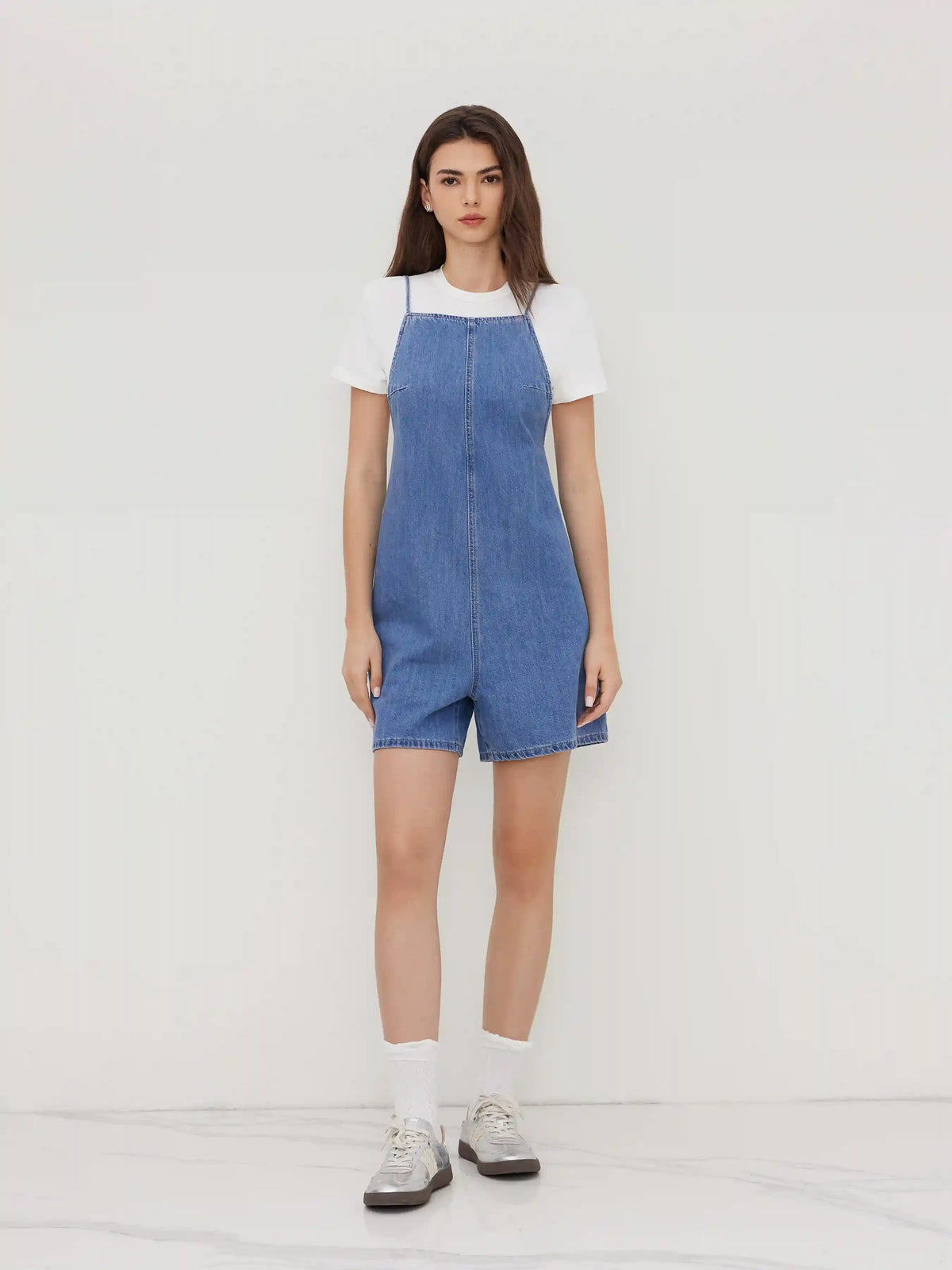 Denim Backless Cami Romper