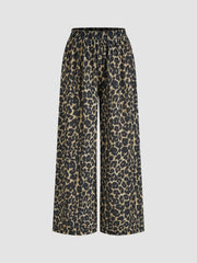 Leopard Low Rise Pull-On Wide Leg Pant