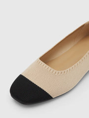 TWO-TONE FABRIC MARY JANE FLATS