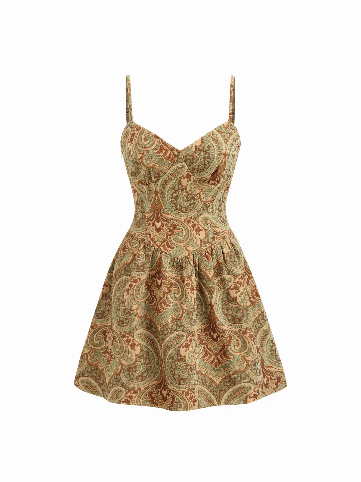 Cotton-blend Aztec V-neck A-line Mini Cami Dress