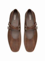 FAUX LEATHER BUCKLE  MARY JANE FLATS