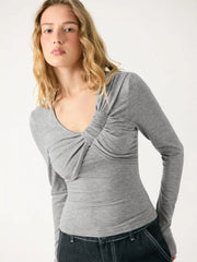 Round Neckline Ruched Top