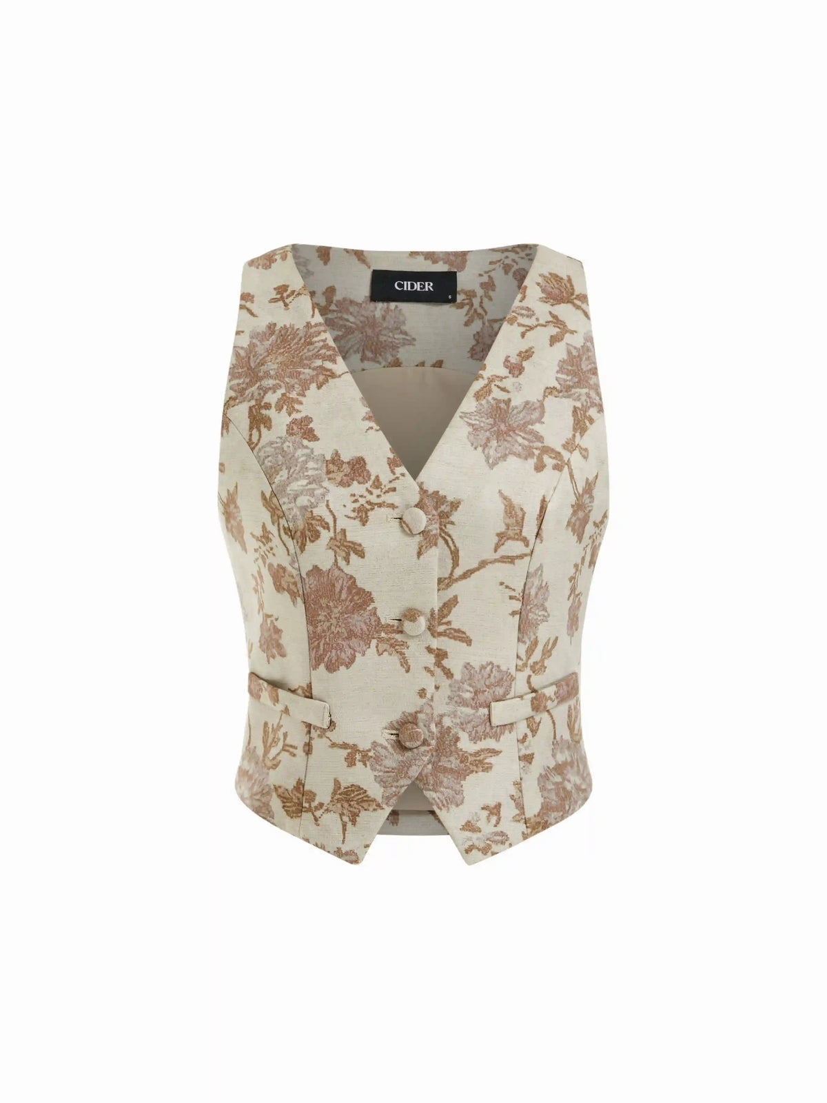Jacquard Floral V-Neck Blazer Vest