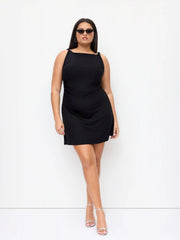 Boat Neck Twist Ruched Mini Dress Curve & Plus