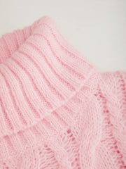 Cable Knit High Neck Oversize Longline Vest
