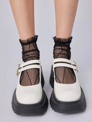 LACE TRIM MESH CREW SOCKS