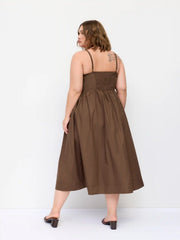 Cotton-blend Sweetheart neck Flared Midi Dress Curve & Plus