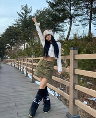 Solid Cargo Mini Skirt