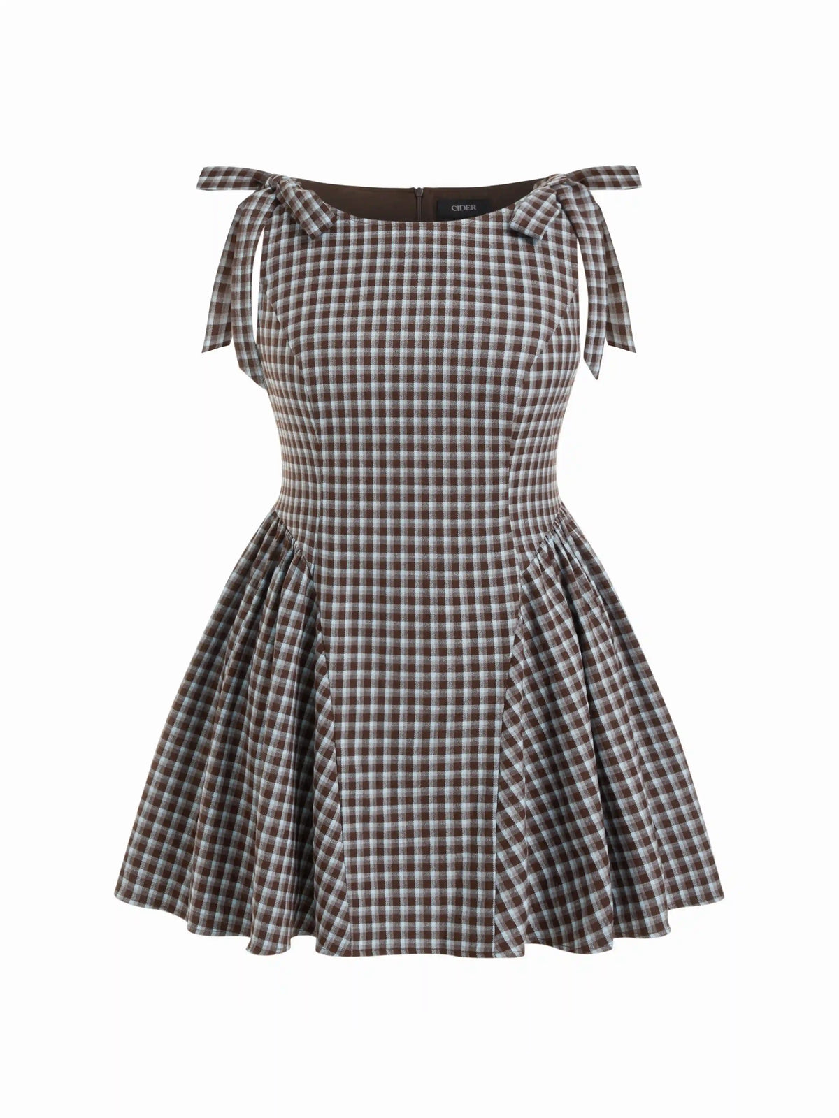 Jacquard Plaid Bowknot Ruffle Hem Mini Dress Curve & Plus