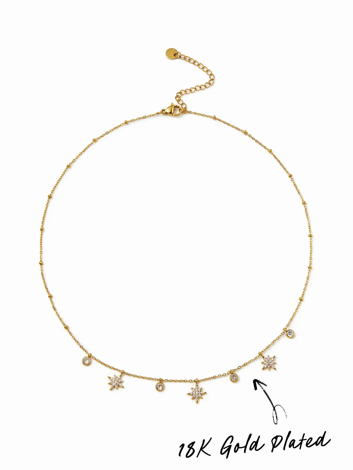 18K GOLD PLATED STAINLESS STEEL RHINESTONE NECKLACE
