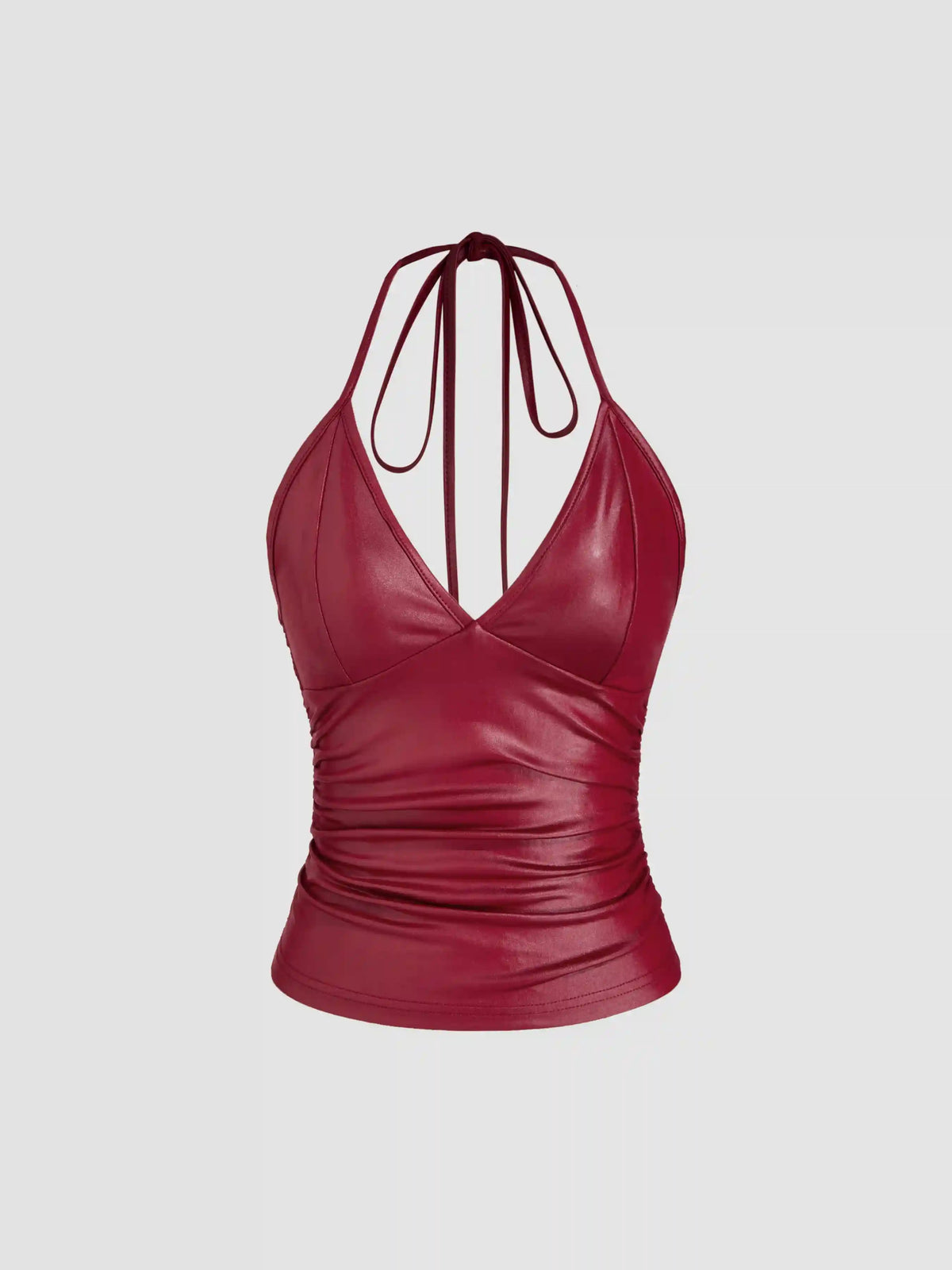 Halter Neckline Ruched Cami Top