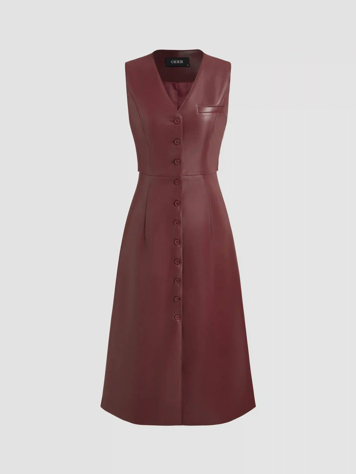 Faux Leather V-Neck Belted Vest