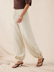 Linen-blend Mid Rise Striped Jogger Trousers