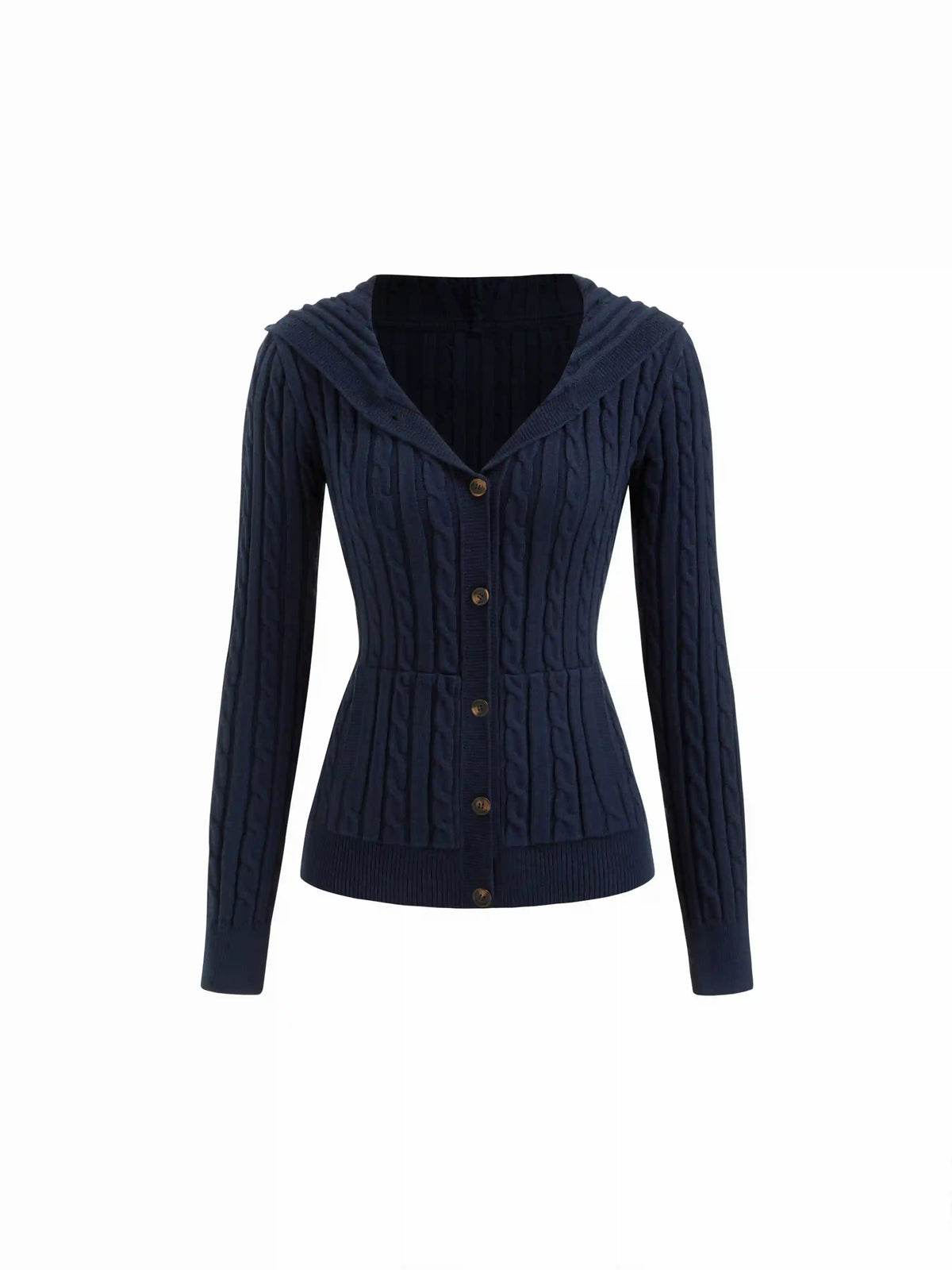 Cable Knit Hooded Long Sleeve Cardigan