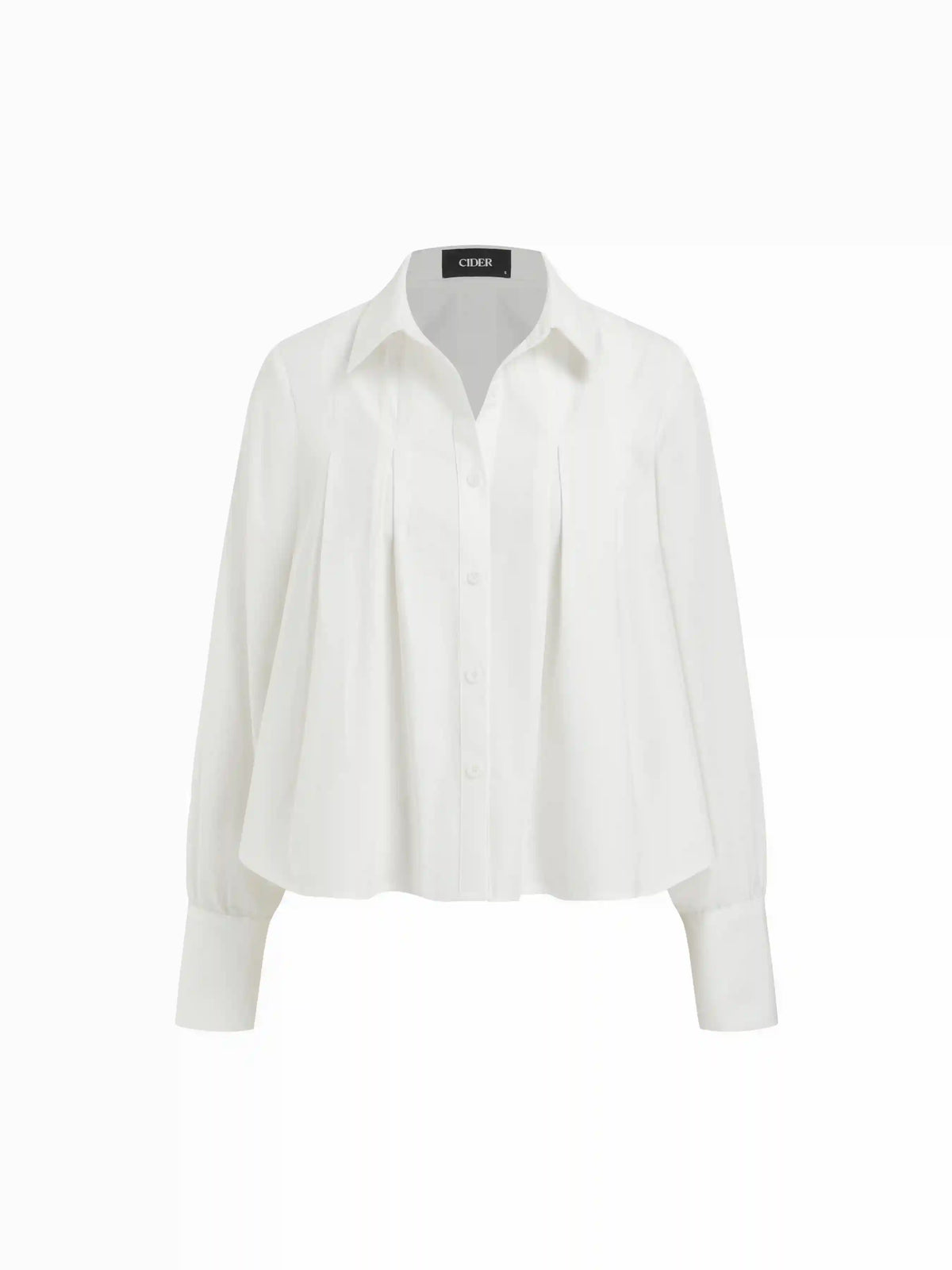 Cotton-blend Collar Pleated Oversized Cropped Shirt