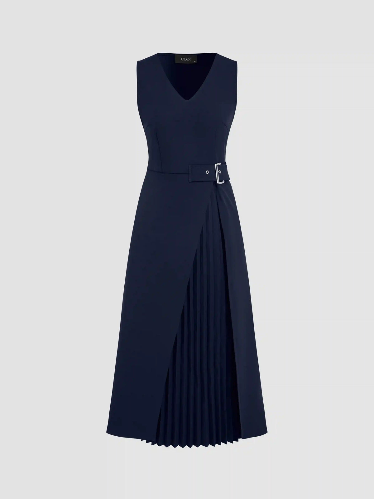 V-neck Solid Split Midi Dress