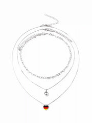COUNTRY FLAG & HEART LAYERED NECKLACE