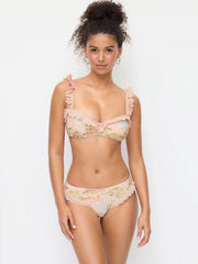 Sweetheart Fruit Graphic Broderie Anglaise Bowknot Underwire Low Rise Cheeky Bikini Set