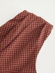 Cotton Off-Shoulder Plaid Draped Maxi Dress