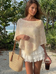 Knit Asymmetrical Hem Poncho Top