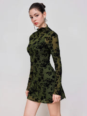 High Neck Floral Mini Dress & V-neck Solid Cami Mini Dress