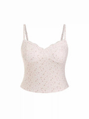 Textured Floral V-neck Lace Trim Cami Top Curve & Plus