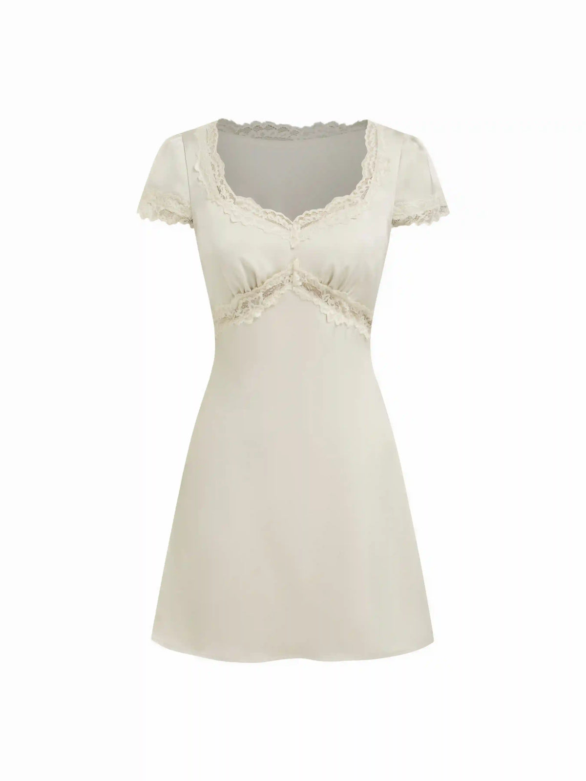 V-neck Lace Panel Slip Knotted Mini Dress